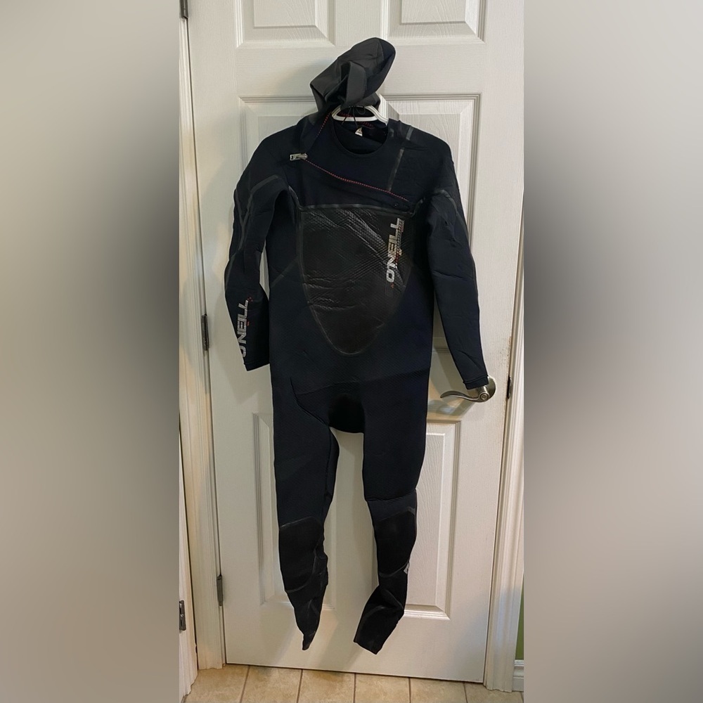 O'NEILL Womens 4.5 5.5 PSYCHO FREAK Chest Zip Hooded Surf Full Wetsuit Neoprene